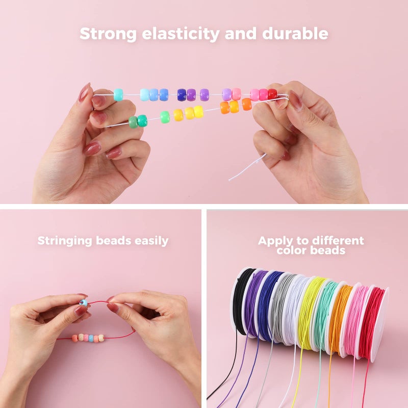MAKERSLAND Elastic Cord for Making Jewelry 1mm 130m/142Yards 10Roll Multicolor Stretch String Beading Crafting for DIY Masks Jewelry Making Necklace Bracelet Beading Craft Thread - Image 3
